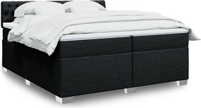 vidaXL Κρεβάτι Boxspring με Στρώμα Μαύρο 200x200 εκ. Υφασμάτινο