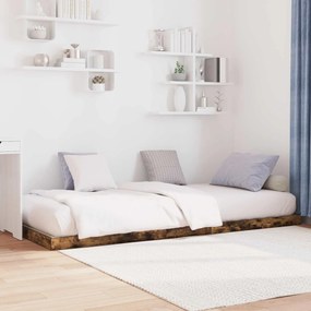 vidaXL Κρεβάτι δαπέδου Καπνιστό Δρύς 100 x 200 cm Επεξεργασμένο Ξύλο