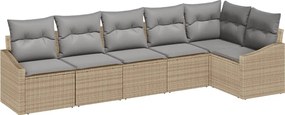 vidaXL Σετ Καναπέ με μαξιλάρι 6 pcs Μπεζ συνθετικό ρατάν