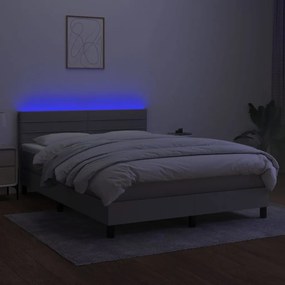 vidaXL Κρεβάτι Boxspring με Στρώμα &amp; LED Αν.Γκρι 140x200 εκ Υφασμάτινο