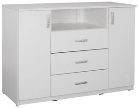 Μπουφές Με 2 Ντουλάπια Κ 3 Συρτάρια Adler Λευκός 120x45x85y Εκ.