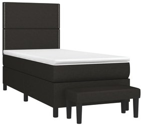 Κρεβάτι Boxspring με Στρώμα Μαύρο 90x200 εκ. Υφασμάτινο - Μαύρο