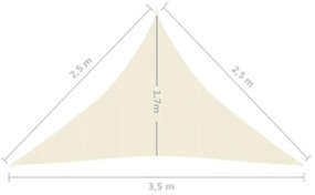 Πανί Σκίασης Κρεμ 2,5 x 2,5 x 3,5 μ. από HDPE 160 γρ/μ² - Κρεμ