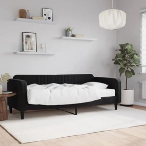 vidaXL Καναπές Κρεβάτι με Στρώμα μαύρο 90 x 200 εκ. Βελούδινος