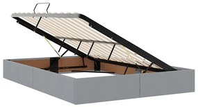 vidaXL Κρεβάτι με αποθηκευτικό χώρο και LED Ανοιχτό γκρι 140 x 200 cm