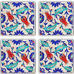 Σουβέρ (Σετ 4Τμχ) 366TYR1112 10x10x1cm Multi Hermia Rock