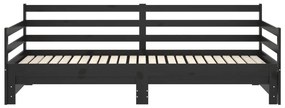 vidaXL Καναπές Κρεβάτι Μαύρος 2 x (90 x 200) εκ. από Μασίφ Ξύλο Πεύκου