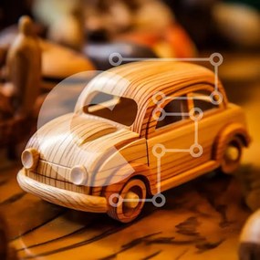 Intra Συλλεκτικό Ξύλινο Παζλ Plywood 4mm - Ξύλινο αυτοκίνητο παιχνιδιών σε ξύλινη επιφάνεια Σε Ξύλινο Κουτί - Διαστάσεις: 10x10 cm – 25 κομμάτια