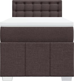 vidaXL Κρεβάτι Boxspring με Στρώμα Σκούρο Καφέ 100x200 εκ. Υφασμάτινο