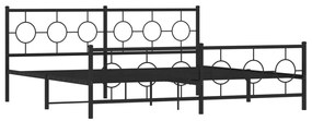 vidaXL Πλαίσιο Κρεβατιού με Κεφαλάρι&Ποδαρικό Μαύρο 193x20 εκ. Μέταλλο