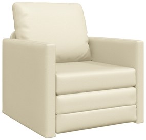 vidaXL Πολυθρόνα Δαπέδου 2 σε 1 Κρεμ 74x77x81 εκ. Τεχνητό Δέρμα