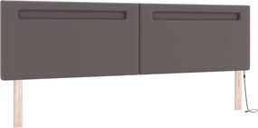 vidaXL Κρεβάτι με ελατήρια με στρώμα Γκρι 200 x 200 cm Τεχνητό δέρμα