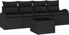 vidaXL Σετ Καναπέ Κήπου με αποθήκευση 5 pcs Μαύρο συνθετικό ρατάν