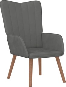 vidaXL Πολυθρόνα Relax Σκούρο Γκρι Βελούδινη