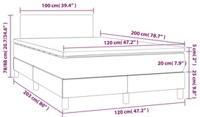 vidaXL Κρεβάτι Boxspring με Στρώμα Σκούρο Καφέ 120x200 εκ. Υφασμάτινο
