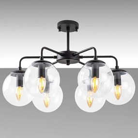 Φωτιστικό Οροφής - Πλαφονιέρα Viran 942FLG1358 56x56x43cm 6xE14 40W Black-Clear Opviq