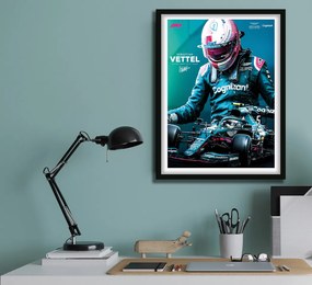 Πόστερ &amp; Κάδρο Sebastian Vettel  F055 30x40cm Μαύρο Ξύλινο Κάδρο (με πόστερ)