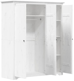 vidaXL Ντουλάπα BODO Λευκή 146x53,5x173 εκ. από Μασίφ Ξύλο Πεύκου