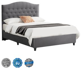 BED MALENA, GREY VELVET, 120x200