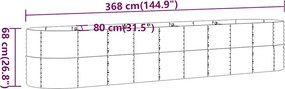 vidaXL Ζαρντινιέρα Ανθρακί 368x80x68 εκ Γαλβανισμένος χάλυβας
