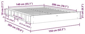 Πλαίσιο κρεβατιού χωρίς στρώμα 140x200 cm μασίφ ξύλο δρυς - Καφέ