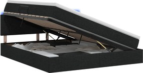 vidaXL LED Κρεβάτι αποθήκευσης με στρώμα Μαύρο 180 x 200 cm Ύφασμα