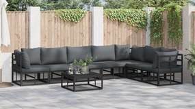 vidaXL Σετ Καναπέ Κήπου 7 pcs Μαύρο 70 x 70 x 32 εκ Αλουμίνιο