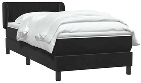 vidaXL Κρεβάτι Boxspring με Στρώμα Μαύρο 90x220 εκ. Βελούδινο