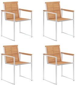 vidaXL Καρέκλες Κήπου 4 τεμ. από Μασίφ Ξύλο Teak με Μαξιλάρια
