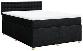 vidaXL Κρεβάτι Boxspring με Στρώμα Μαύρο 140x190 εκ. Υφασμάτινο