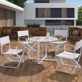 Τραπεζαρία Κήπου Clint 01-00-2277 (Σετ 5Τμχ) White Four Seater