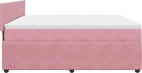 vidaXL Κρεβάτι Boxspring με Στρώμα Ροζ 180x200 εκ. Βελούδινο