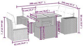 vidaXL Σετ Καναπέ Κήπου 6 τεμ. Μπεζ Συνθετικό Ρατάν με Μαξιλάρια