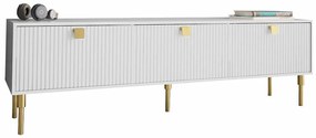 Τραπέζι Tv Merced B106, Χρυσό, Άσπρο, Με πόρτες, 180x54x40cm