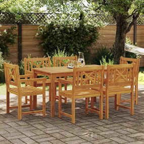 vidaXL Σέτ φαγητού για κήπο 7 pcs Καφέ Μασίφ ξύλο ακακίας
