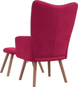 vidaXL Πολυθρόνα Relax Μπορντό Βελούδινη με Σκαμπό