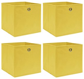 vidaXL Κουτιά Αποθήκευσης 4 τεμ. Κίτρινα 32 x 32 x 32 εκ. Υφασμάτινα