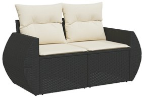 vidaXL Σετ 9 Τεμαχίων Καναπέ Κήπου με Μαξιλάρια Μαύρο Πολυ Ρατάν