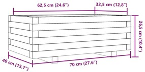 Ζαρντινιέρα Κήπου 70x40x26,5 εκ από Μασίφ Ξύλο Πεύκου - Καφέ