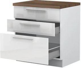Επιδαπέδιο ντουλάπι Raval R-80-3MBOX-Λευκό - Λευκό γυαλιστερό - 80.00Χ60.00Χ88.00cm