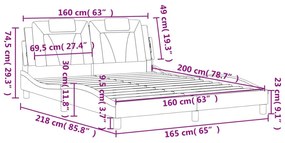 Πλαίσιο Κρεβατιού με Κεφαλάρι Καπουτσίνο 160x200εκ. Συνθ. Δέρμα - Καφέ