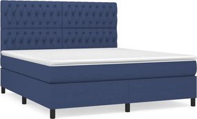 vidaXL Κρεβάτι Boxspring με Στρώμα Μπλε 180x200 εκ. Υφασμάτινο