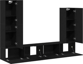 vidaXL Σετ επίπλου τηλεόρασης 6 pcs Μαύρη Οξυά Επεξεργασμένο ξύλο