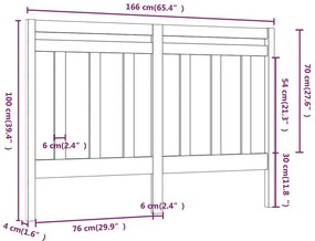 vidaXL Κεφαλάρι Κρεβατιού Μαύρο 166 x 4 x 100 εκ. Μασίφ Ξύλο Πεύκου