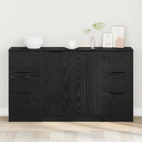 vidaXL Πλαϊνό γραφείο με συρτάρι 3 pcs Μαύρη δρυς 121 x 30 x 70 εκ.