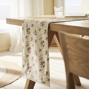 Τραβέρσα 349 Kalina 40x160cm Ecru-Purple Gofis Home 40x160 100% Βαμβάκι