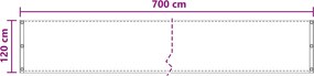 vidaXL Οθόνη Μπαλκονιού Άμμος 120 x 700 cm HDPE και Αλουμίνιο