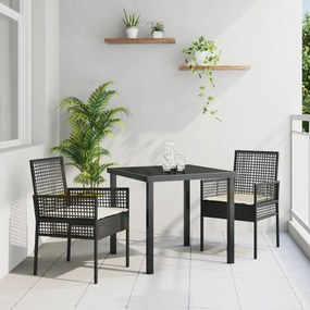 vidaXL Πολυθρόνες Κήπου 2 τεμ με Μαξιλάρια Μαύρο Πολυ Ρατάν