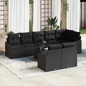 vidaXL Σετ Καναπέ με μαξιλάρι 9 pcs Μαύρο συνθετικό ρατάν