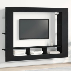 vidaXL Κονσόλα Τηλεόρασης Τοίχου Μαύρο Δρυς 152x22x113 εκ.